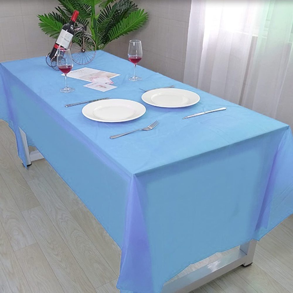 2Pcs 137 * 274cm Pastel Blue Table Cloth Table Covers,Easter Party Rectangular Dining Table Cover Baby Blue Table cover Plastic Tablecloths for Baby Shower,Easter,Birthday Party Decoration - Image 5