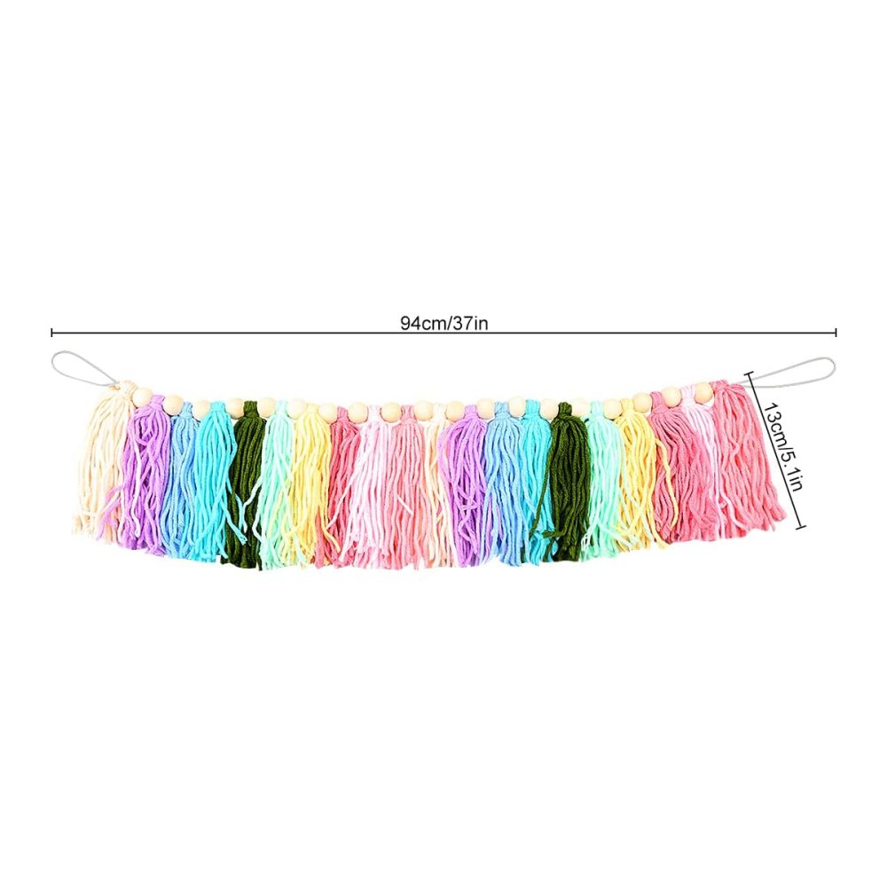 20PCS Rainbow Tassel, Jagowa Pastel Garland Wood Bead Colorful Garland Bedroom Wall Classroom Nursery Party Decoration - Image 5