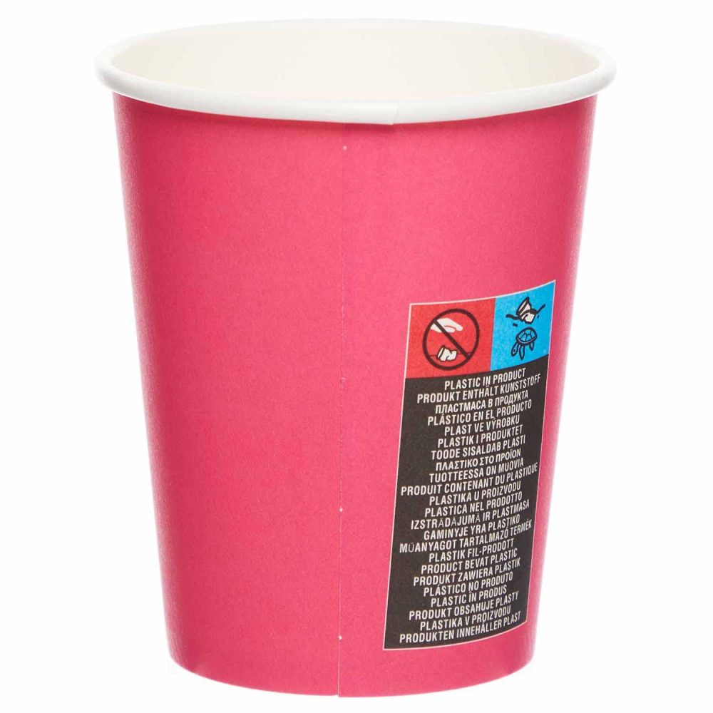 Amscan 9915403-202-66 - Bright Pink Eco-Friendly Recyclable Paper Party Cups - 8 Pack - Image 5