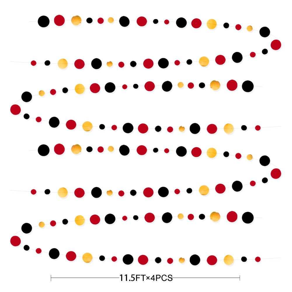 46Ft Red Black Gold Circle Dots Garland Party Decorations Hanging Paper Polka Dots Streamer for Graduation Birthday Wedding Bridal Baby Shower Anniversary Pirate Poker Casino Las Vegas Party Decor - Image 7