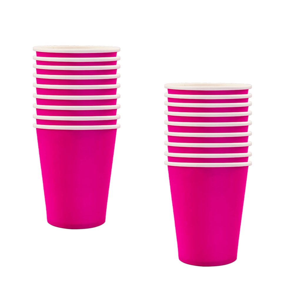 ATBEAMEN 16PCS Rose Red Paper Cups,Disposable Paper Cup Solid 9oz Paper Cups Tableware Birthday Decorations Party Cups Party Drinking Cups for BBQs,Christmas,Picnic,Baby Shower,Party Cups Supplies