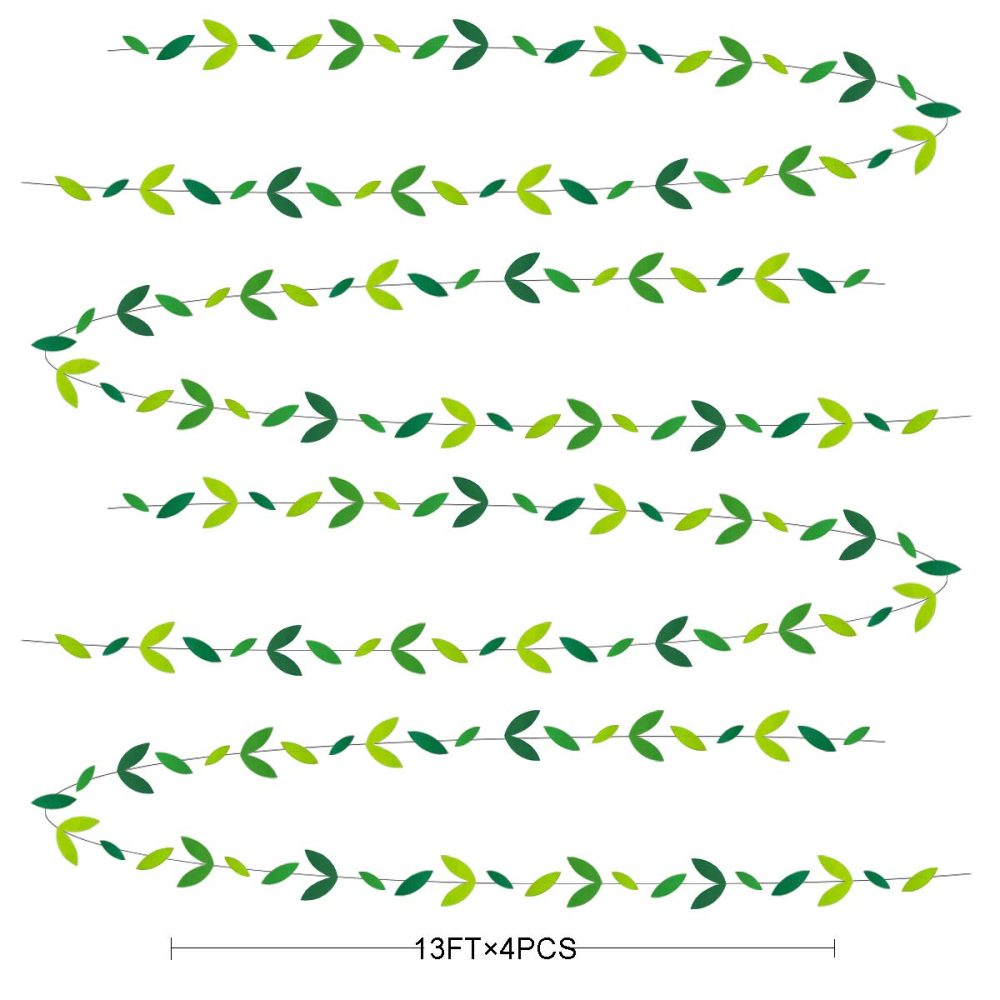 PinkBlume 52 Fts Spring Theme Green Leaf Garland Theme Party Decorations Kit Paper Hanging Leaves Streamer Banner for Birthday Baby Shower Wedding Engagement Bridal Shower Showcase Holiday (4 Packs) - Image 4