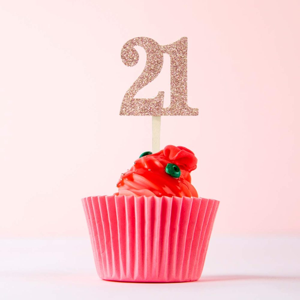 Sumerk 36PCS Rose Gold Glitter 21 Cupcake Toppers 21th Birthday Cupcake Picks Anniversary Birthday Party Decoration Supplies - Image 6