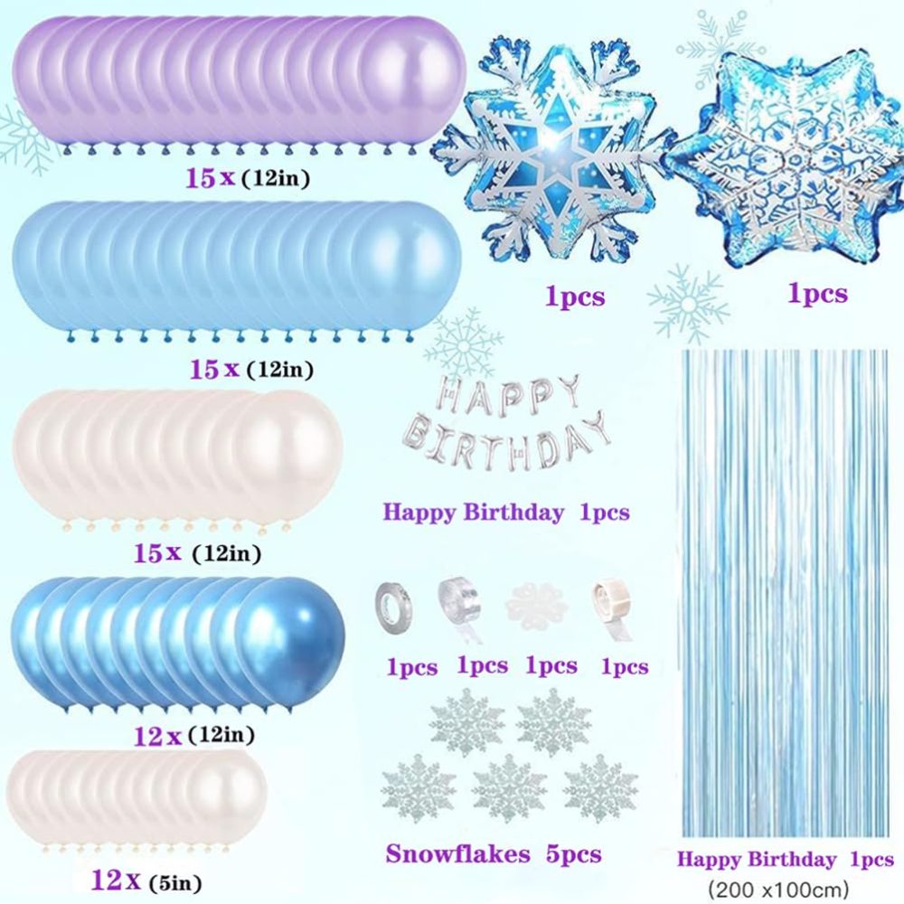 Frozen Balloons Arch Garland Kit, Frozen Birthday Party Decoration Happy Birthday Snowflakes Foil Balloon Frozen Decorations for Birthday Party Girl Home Decorations - Image 7