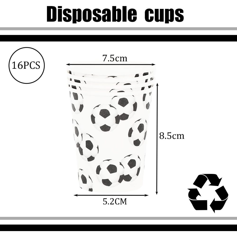 Football Party Paper Cups for Boys,16Pcs Black White Football Paper Cups,Football Tableware Soccer Paper Cups for Kids Aldult Sports Game,World Cup 2022,Football Birthday Party Decorations Supplies - Image 6