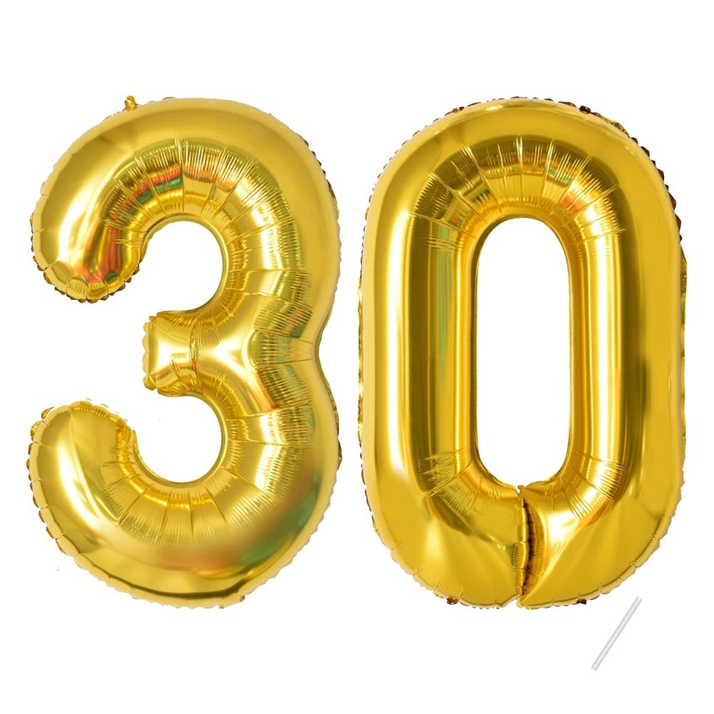 30th Number 30 Balloons 30,Gold 30 Balloon 40 Inch Giant Helium Foil Number Balloons for Boys Girls 30th Birthday Party Decor Anniversary Party Decorations Supplies