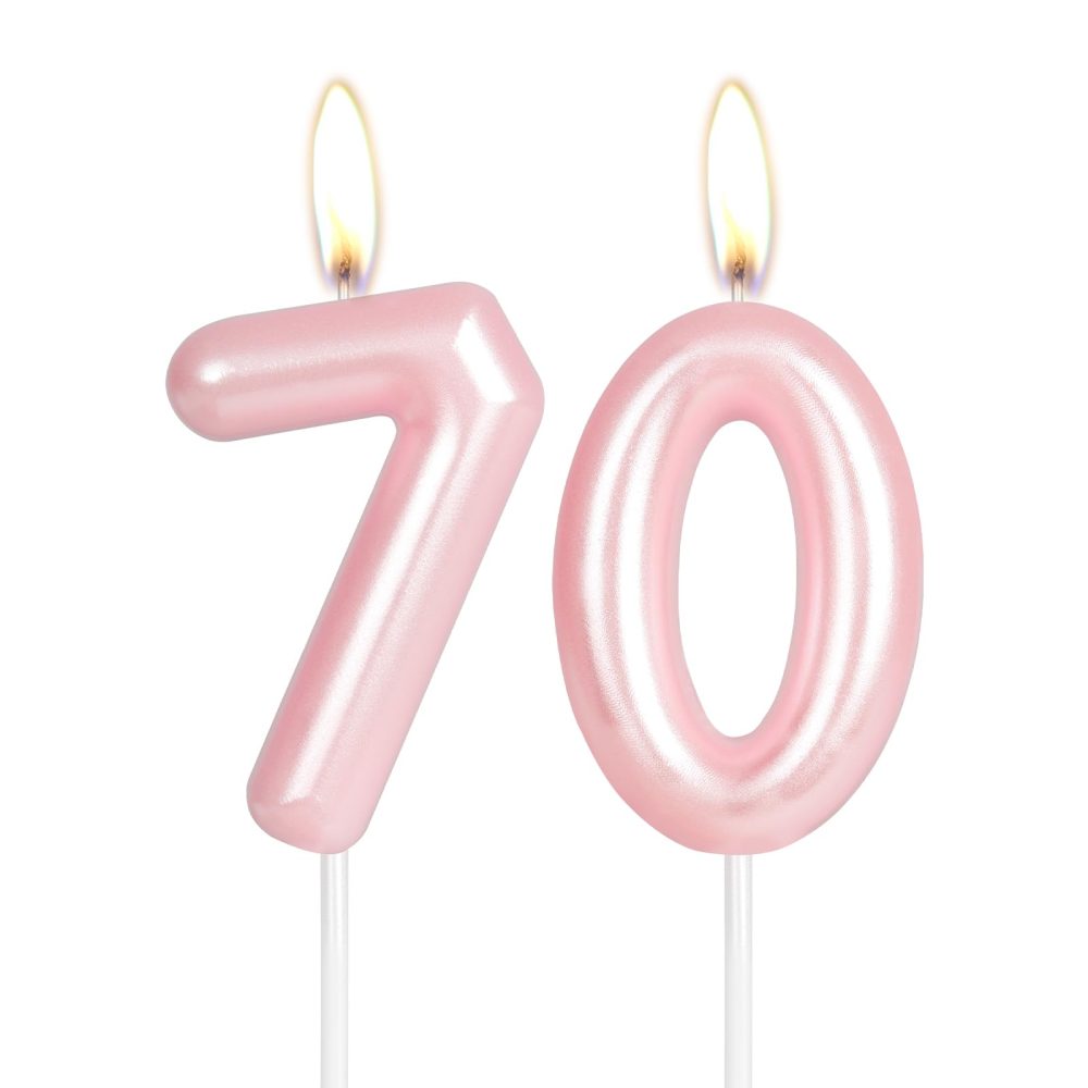 Hot Pink Happy 70th Birthday Candle,Pink Number 70 Candle,Birthday Cake Candle Decorations,Cake Candles Cake Toppers for Girls Women,Wedding Anniversary