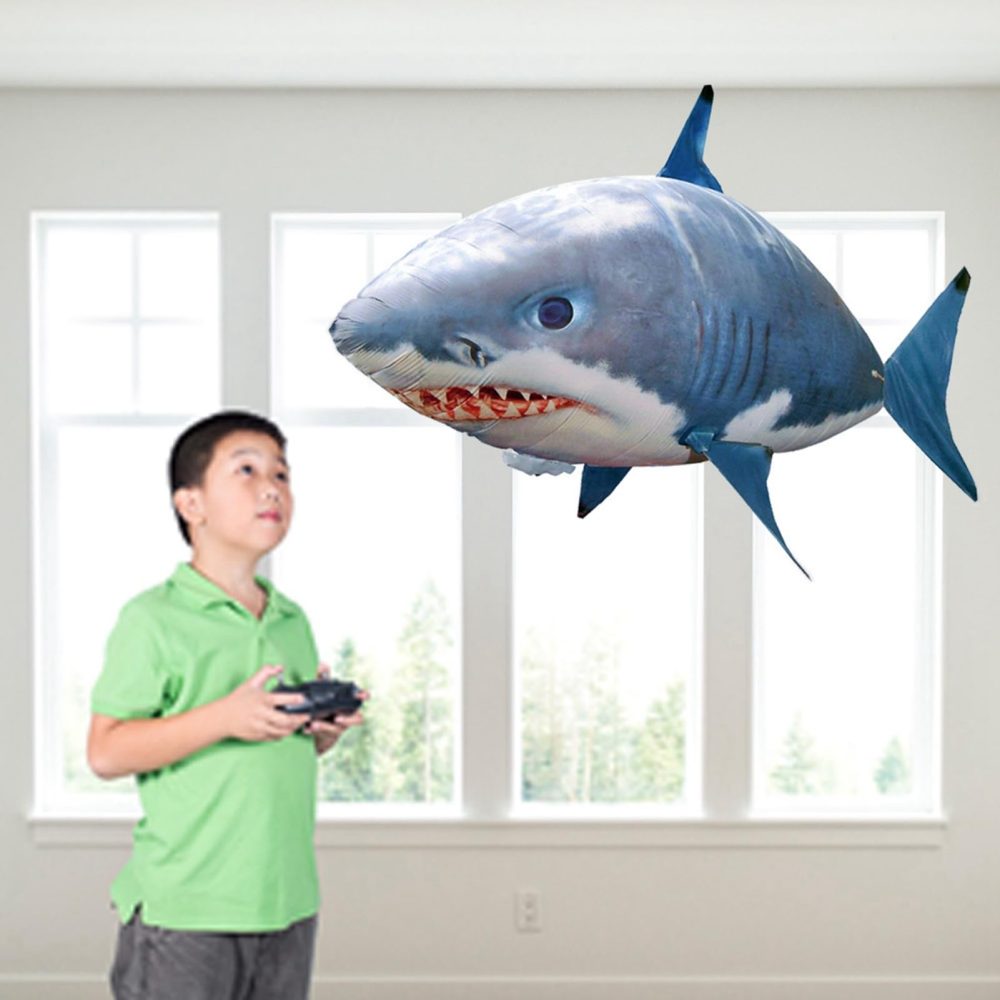 Remote Control Flying Shark Toys RC Inflatable Balloon Shark Clownfish Decoration Anti-Gravity Indoor Toy for Home, Family, Birthday Party,Christmas,Halloween (Blue Shark) - Image 8