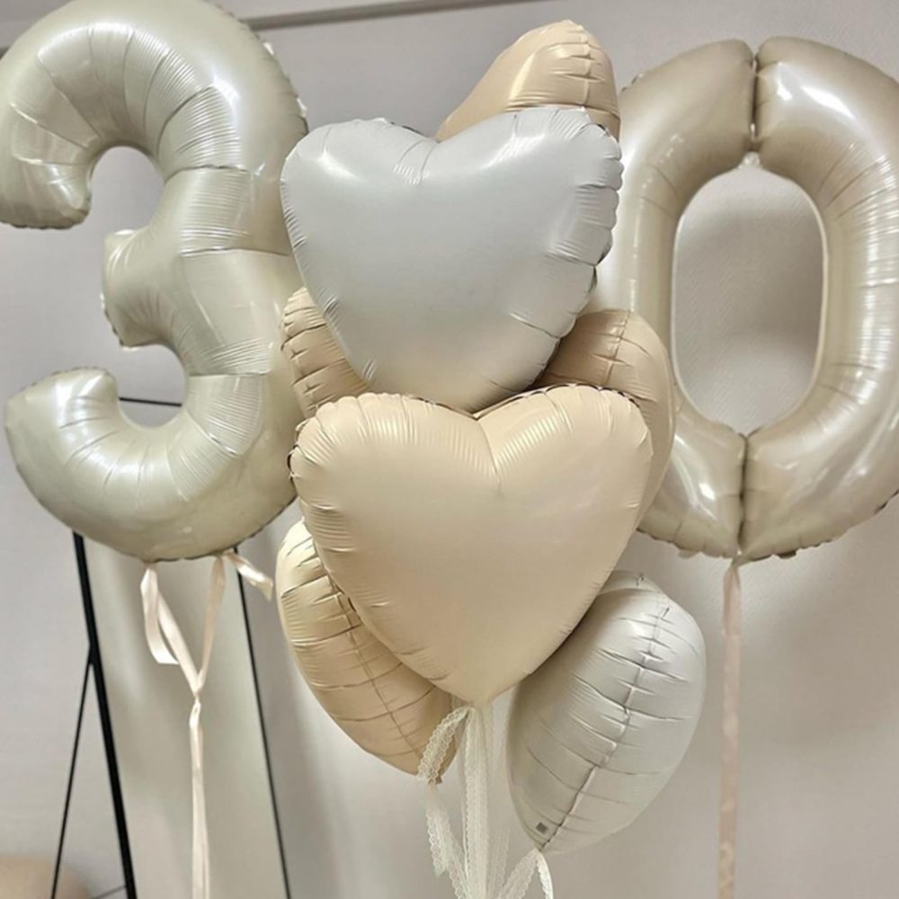 40 Inch Beige 40 Number Balloons,Cream 4 & 0 Mylar Foil Large Balloons,40 Big Digit Number Balloon for Men Women 40th Birthday Anniversary Decorations Graduation Party Supplies - Image 4