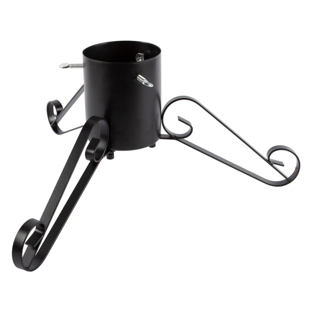 Harbour Housewares Scroll Christmas Tree Stand - Black - Small Metal Live Christmas Tree Decor Adjustable Xmas Tree Holder Base with Water Holder & Adjustable Trunk Support