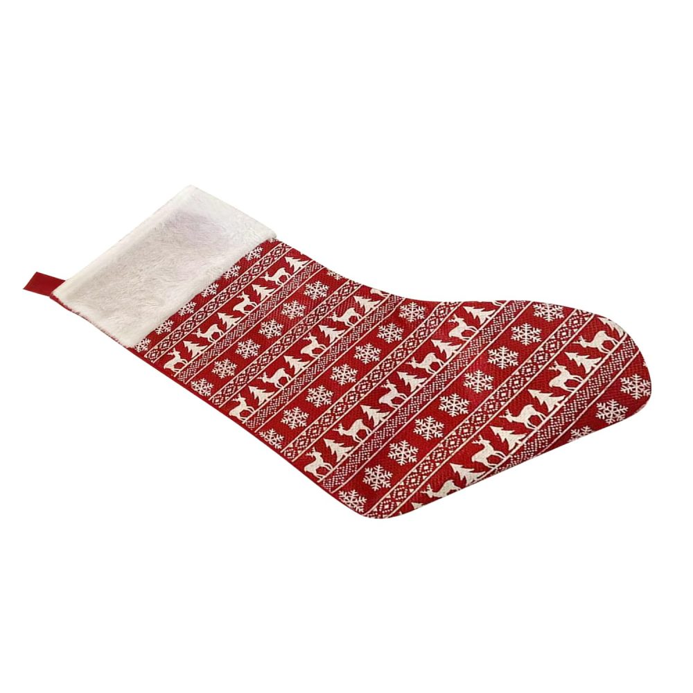 Trimming Shop Deep Red Christmas Stocking with Reindeer Motif | Large Velvet Santa Sock for Hanging Gift & Candy Pouch | Xmas Tree & Fireplace Holiday Party & Home Decorations - Image 7