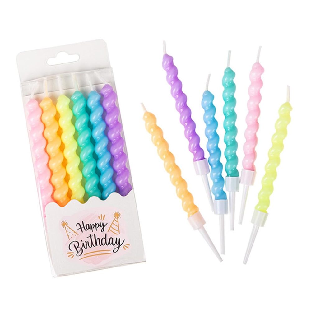 12 Pcs Birthday Candles for Cake, 1 x 7.5cm Rainbow Coloured Birthday Candles Twisted Candles for Cakes, Rainbow Spiral Cake Candles with Holders, Party Candles for Birthdays & Wedding Party - Image 7