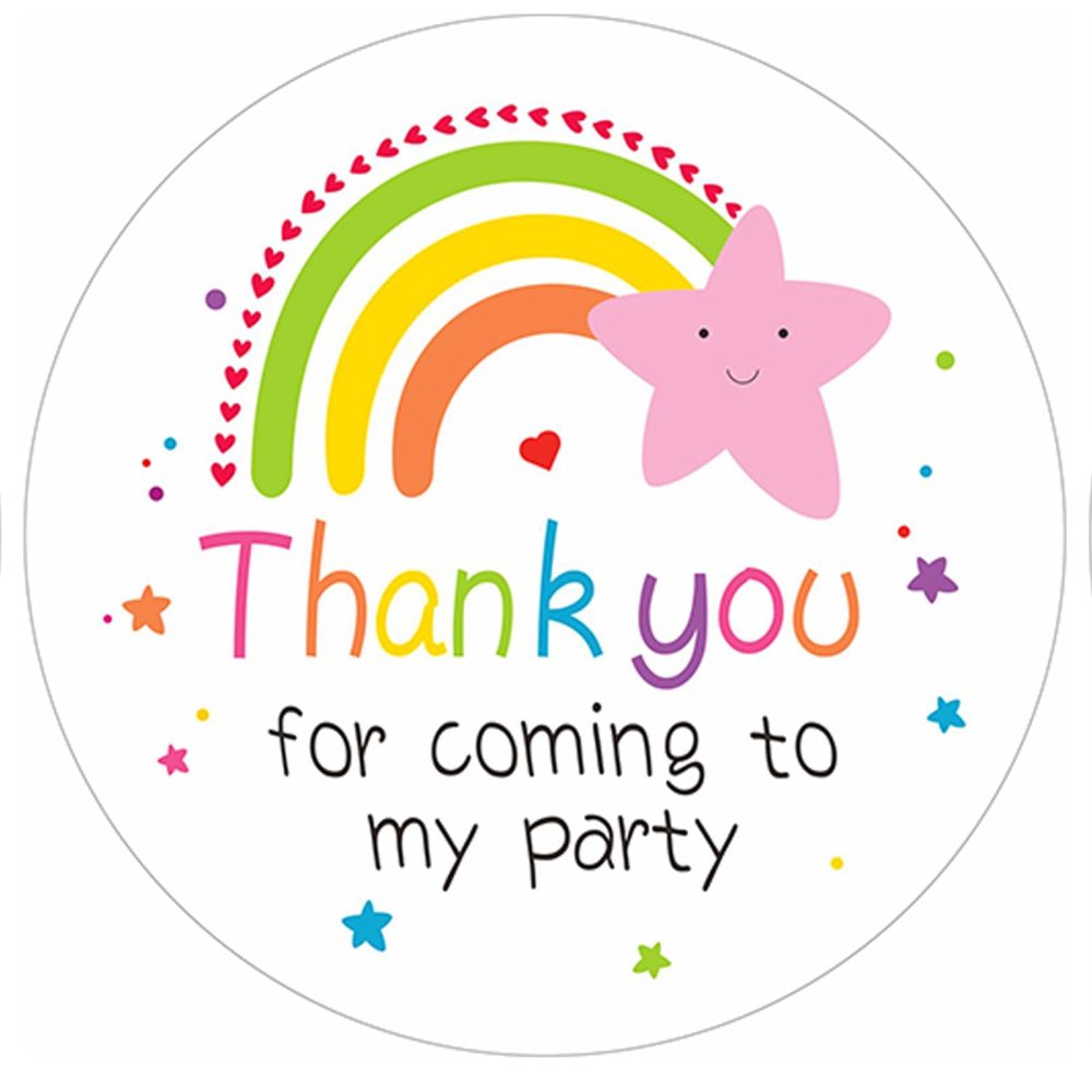 G2PLUS 5cm Thank You Stickers,60PCS Waterproof Thank You for Coming to My Party Stickers,Rainbow Stars Thank You Favors Stickers/Labels for Birthday Party Bags,Baby Shower Party Favors