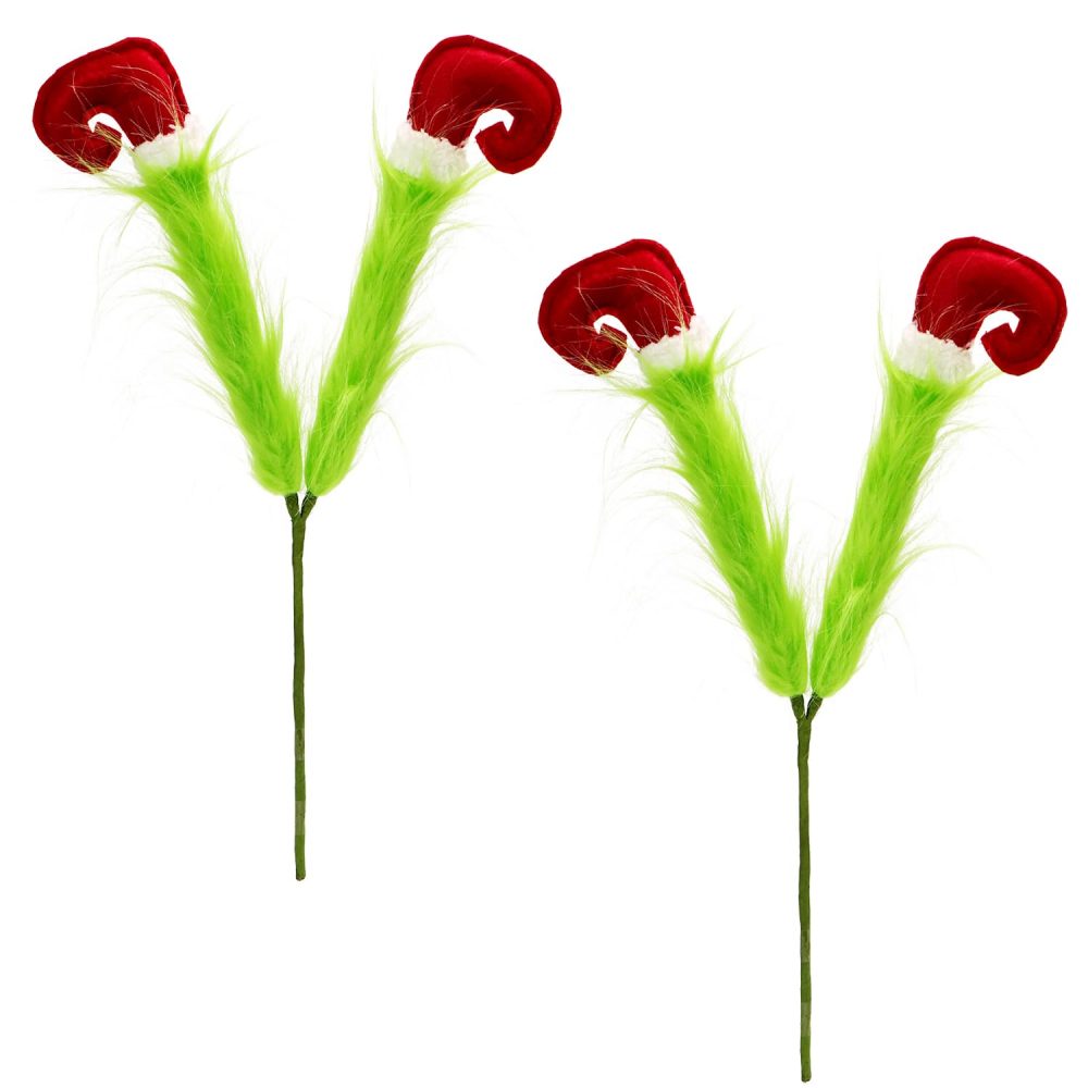2Pcs Christmas Elf Legs Picks Green Furry Monster Legs Xmas Tree Topper Elf Feet Ornaments for Cristmas Tree Decoration Vase Filler Centerpiece Seasonal Party Home Decor (Green)
