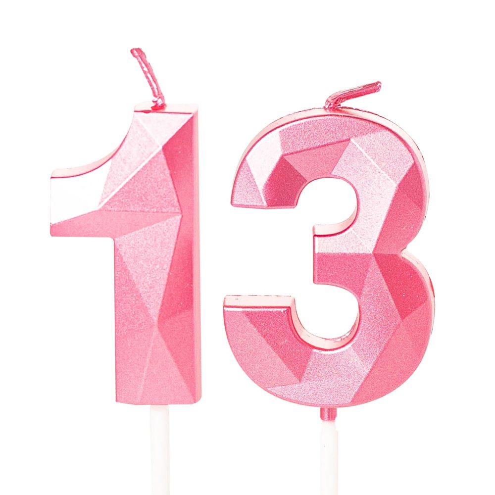 13th Birthday Candles Pink Number 13 Candles for Birthday Cake, Pink 13 Birthday Candles 13th Candles for Cake, 13th Birthday Cake Candles Cake Toppers for 13 Year Old Girls Pink