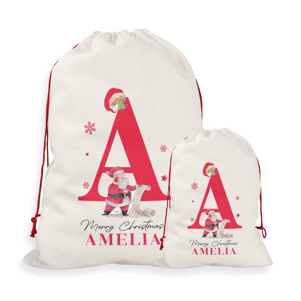 Personalised Christmas Sack | Add Any Name, Select a Design | Custom Christmas Stocking l Custom Christmas Sack For Kids, Children's, Personalised Santa Sack, Christmas Sack (Santa) - Image 2