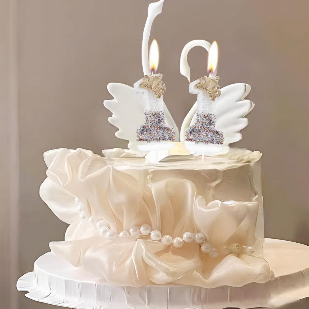 Gold Crown Birthday Candles, Number 12 Candle for Cake, Gold Candles, Happy 12 Birthday Candle, White Swan Cake Candles Cake Topper for Girls Women 12th Birthday Party Decorations Wedding Anniversary - Image 4