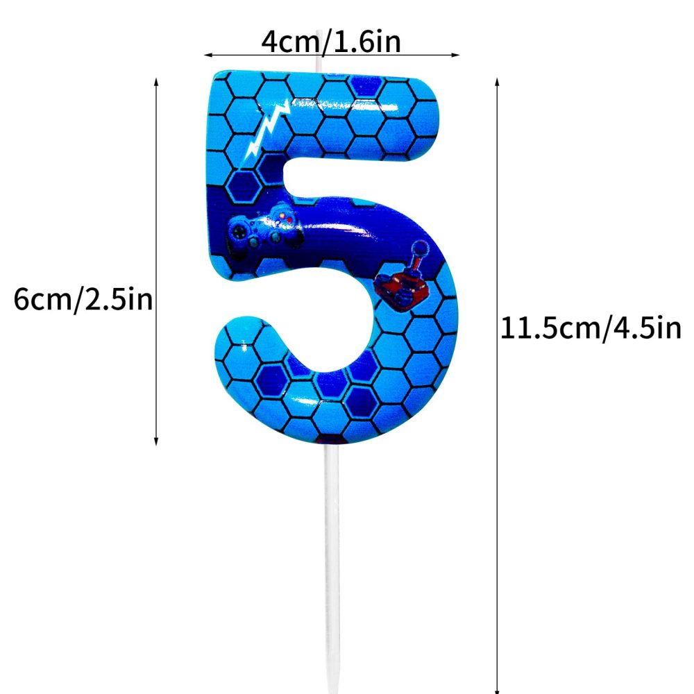Cxryrzhe Birthday Candles Number 9 Blue Gamepad Pattern 9th Birthday Party for Baby Girl Boy Birthday Cake Topper Graduation Celebration Anniversary Game Party Decorations Game Controller Theme - Image 7