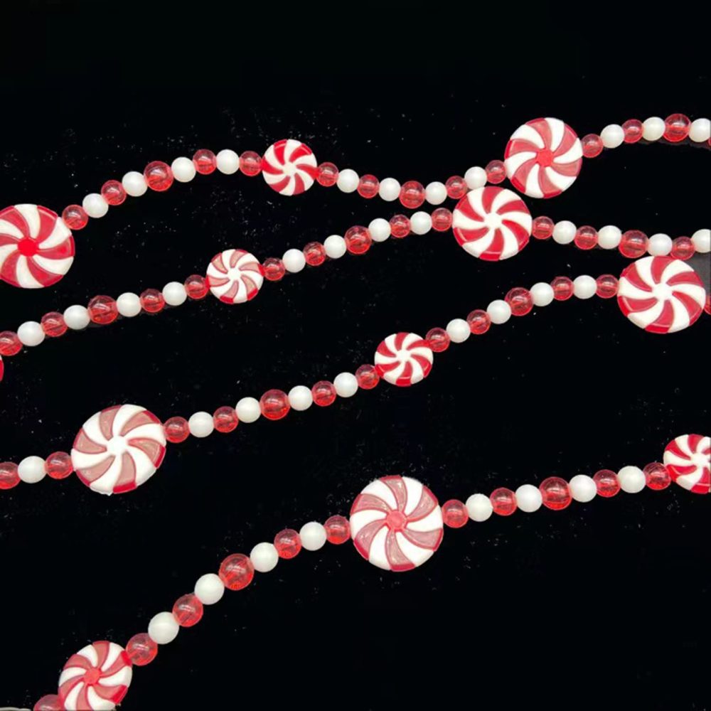 URMAGIC Christmas Candy Garland,8 Ft/2.4m Green Red White Peppermint Candy Bead Garland,DIY Plastic Christmas Beaded Garlands,Christmas Tree Ornaments,Xmas Hanging Decorations for Trees Fireplace - Image 6