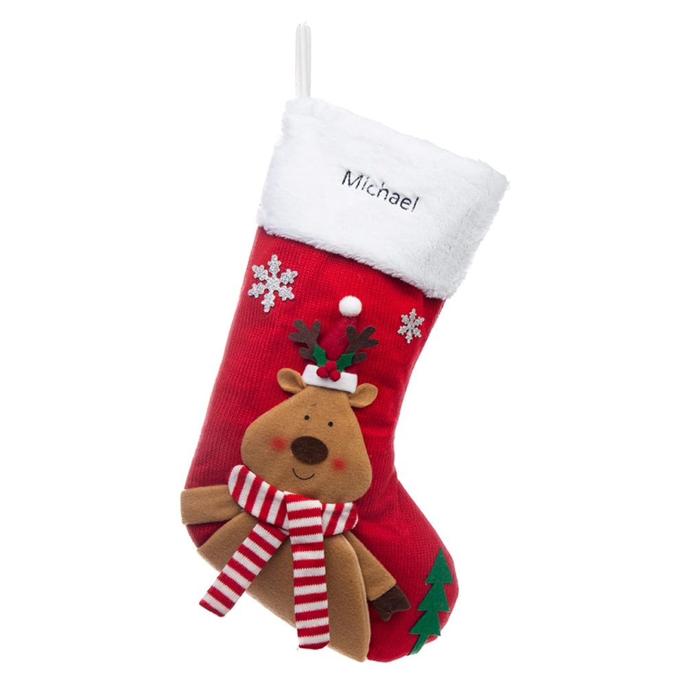 Bycuss Personalized Christmas Stockings,Custom Name Letter Xmas Stockings，Christmas Tree Hangings Bag Fireplace Hanging Stockings，Small Classic Christmas Stockings Party Decoration