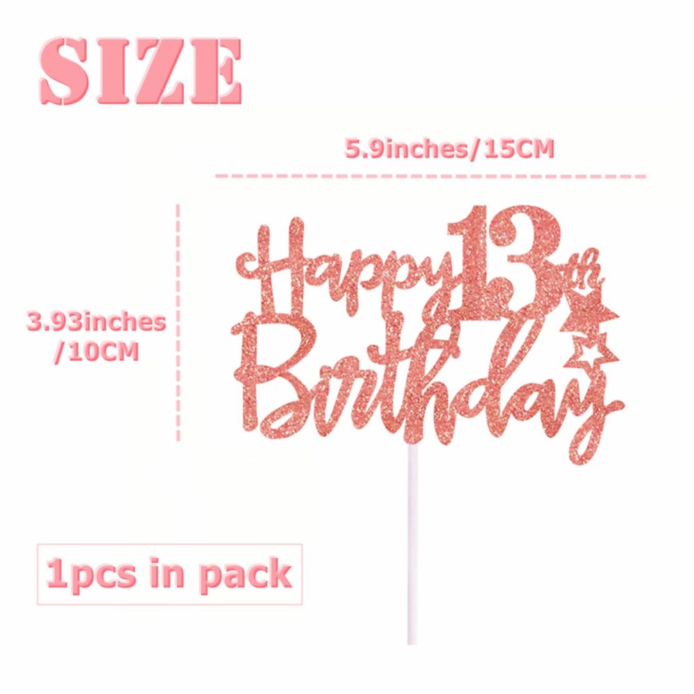 Happy 80th Birthday Cake Topper in Glitter Card,Happy Birthday Cupcake Toppers Rose Gold 80th Birthday Party Decor,Glitter Cake Decoration for Birthday Anniversary Party Decorations(80th, Rose Gold) - Image 5