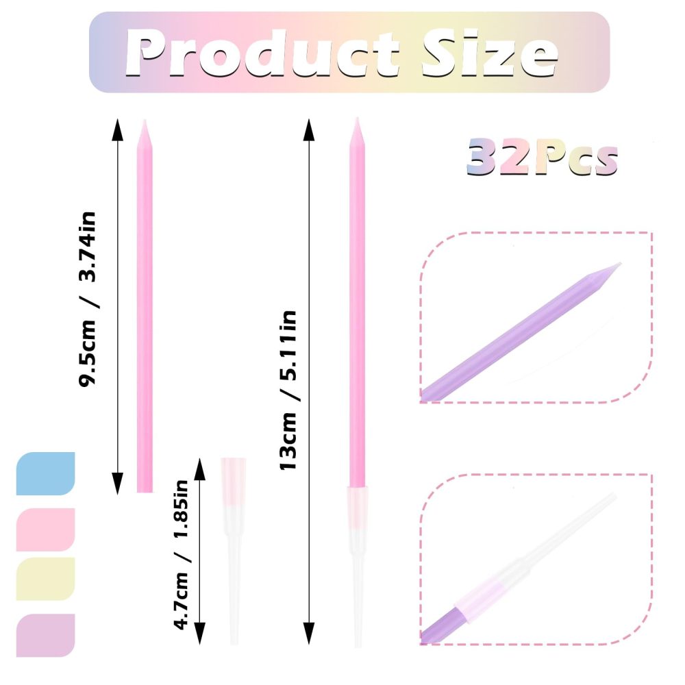 32 Pcs Rainbow Birthday Candles, Cake Candles with Holders,Pastel Birthday Candles for Cakes, Celebration Cake Topper Decoration for Birthday Party, Graduation, Festival - Image 7