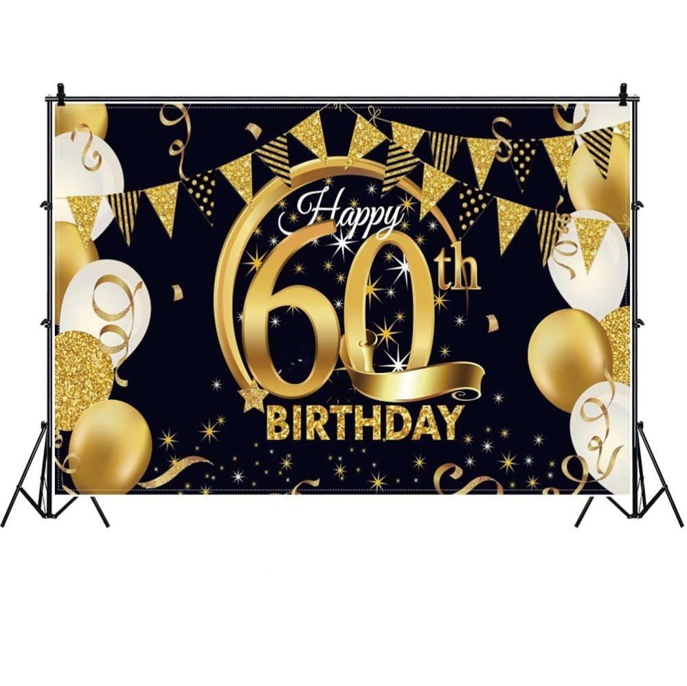 60th Birthday Party Decorations Black Gold,Large Black Gold Sign Poster 60th Birthday Party Supplies,Birthday Backdrop 60 Banner for Men Women 60th Birthday banners 60 Years Old