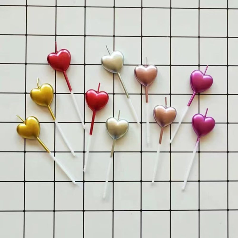 ZHjuju Heart Birthday Candles,10 Pcs Metallic Birthday Candles Cute Heart Shaped Cake Decoration Supplies Birthday Candles for Party Wedding Cake Decoration Supplies Birthday,Champagne - Image 5