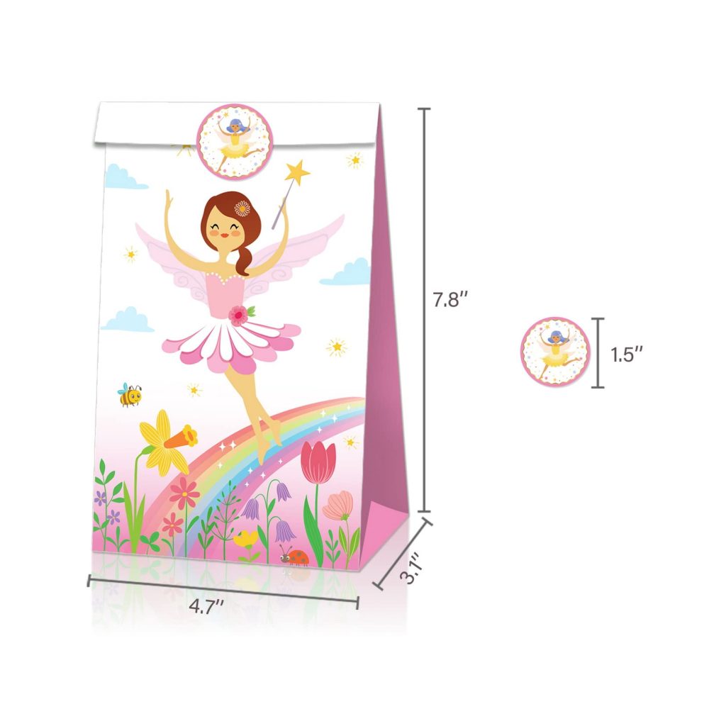 12 Pcs Fairy Party Favor Bags,Let's be fairies Gift Bag,Fairy Theme Treat Bags,Fairy Party Supplies,Butterfly Fairy Goodie Boxes for Birthday Baby Shower - Image 3