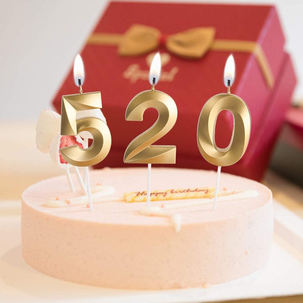 Birthday Number Candles 3D Shape Birthday Cake Candles Gold Glitter Birthday Candles Decorative Decoration for Birthday Anniversary Wedding Party Graduation Party - Image 6