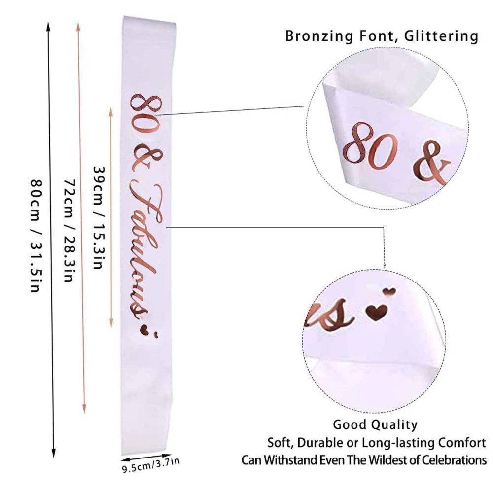 80th Birthday Sash and Crystal Tiara Birthday Crown for 80th Birthday Decorations Women Birthday Gift Party Accessories - Image 4