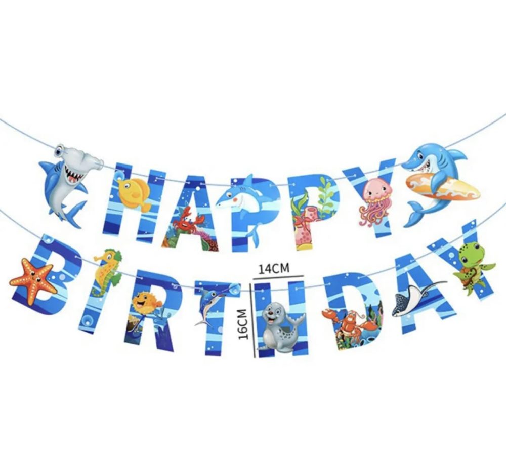 TTOA - Shark Themed Birthday Banner | Party Bunting | Party Decorations | Sea Themed Party - Image 2