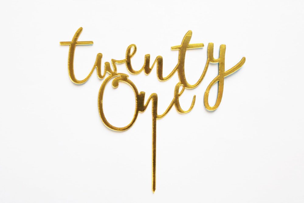 Gold Glitter Acrylic Twenty One Cake Topper, 21th Birthday Cake Toppers, 21th Anniversary Party Decorations Supplies - Image 5