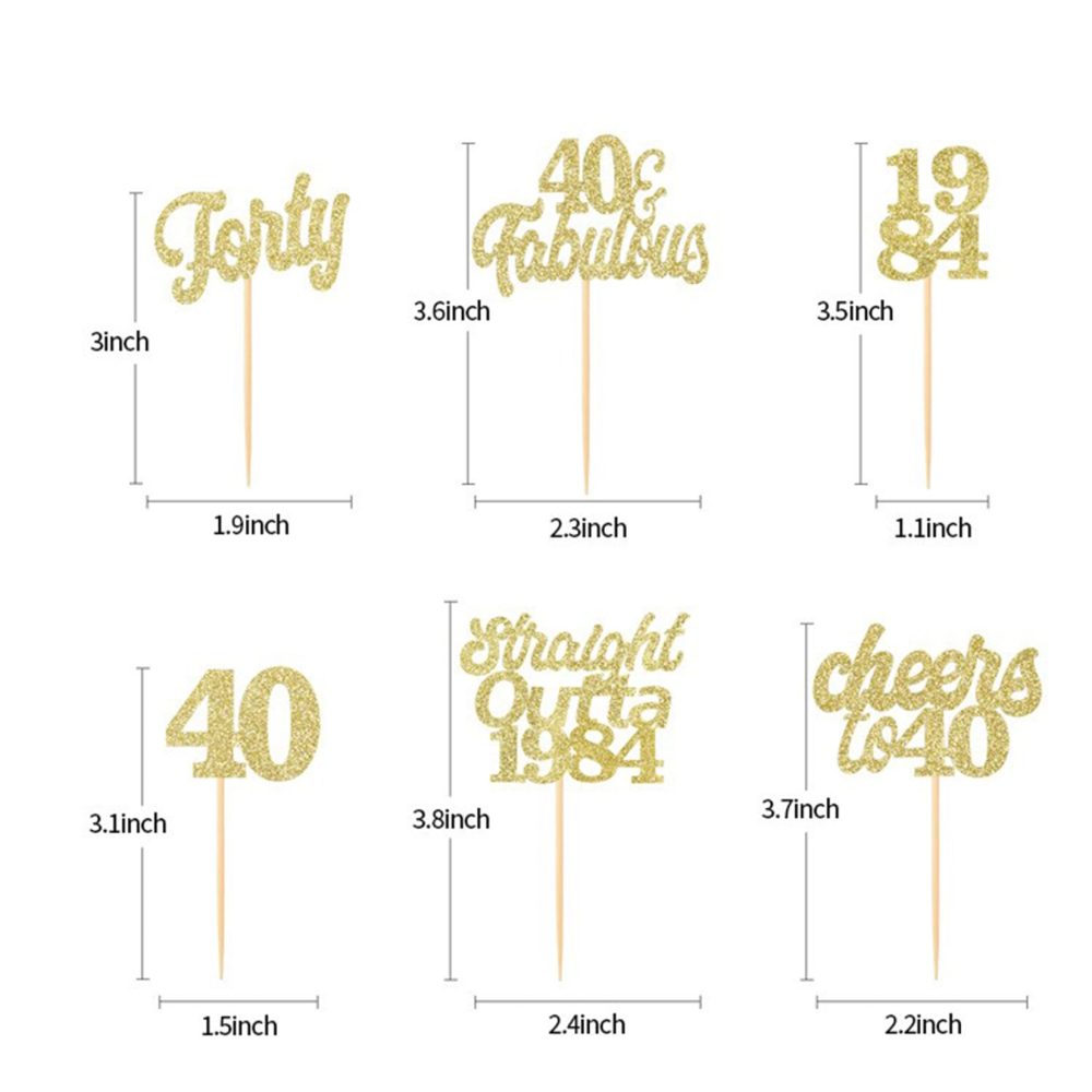 40th Birthday Cake Toppers for Women Men Glitter Gold Cupcake Toppers Cheers to 40 Cake Decorations Food Picks Straight Outta 1984 Cake Toppers 40th Birthday Anniversary Party Supplies (Pack of 12) - Image 5