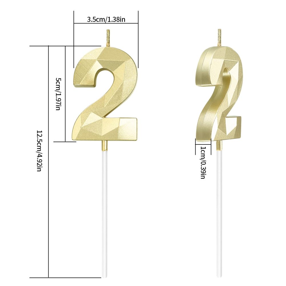 20th Birthday Candles, 20th Birthday Cake Number Candles, Gold 3D Happy Birthday Cake Topper Decorations Candles, for Birthday Party Wedding Anniversary Celebration Decorations Candles - Image 7