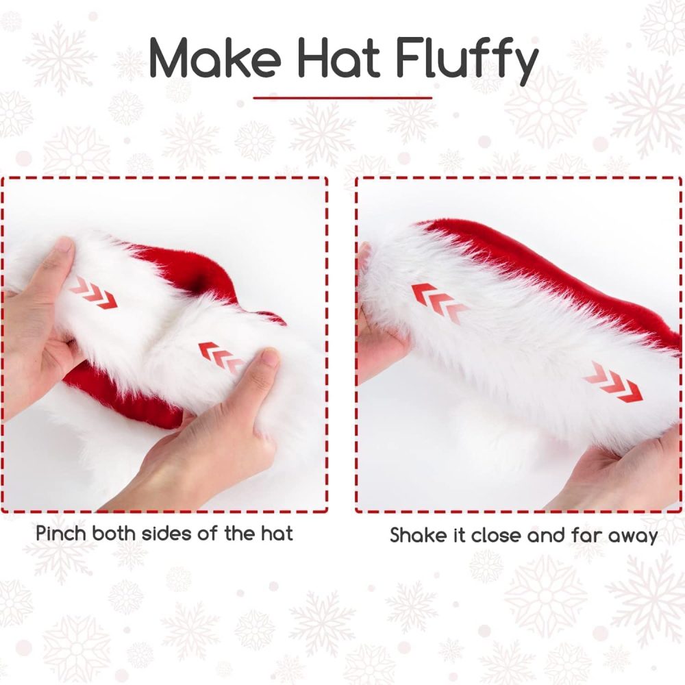 Santa Hat Christmas Hats for Adults, Luxury Unisex Father Christmas Hats Plush Xmas Santa Claus Hat, Velvet Comfy Classic Santa Outfit for New Year Festive Party - Image 2