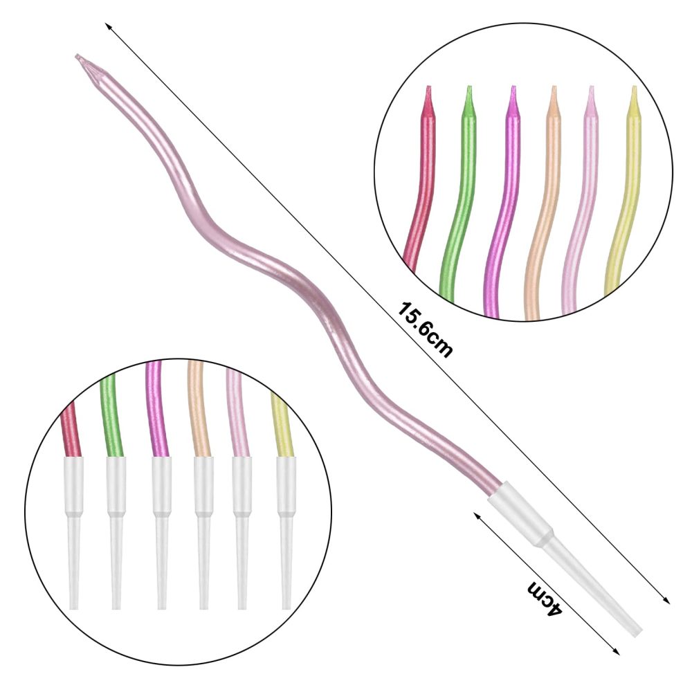 Nivofu Birthday Cake Candles, 12 Pcs Spiral Cake Candles, Twisty Birthday Candles, Metallic Long Thin Cupcake Candles with Holders for Birthday Wedding Baby Shower Party Cake Decorations - Multicolor - Image 7