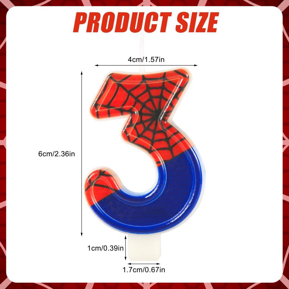 Spider Candle, Spider Web Candles Number Candle Cake Topper Candle Birthday Cake Candles Spider Birthday Decorations for Boy Spider Themed Birthday Party Halloween Party Supplies (3) - Image 6