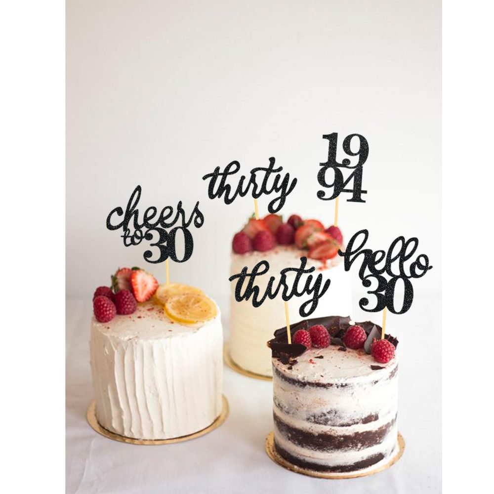 24 PCS Glitter 30th Birthday Cupcake Toppers for Celebrating Thirty Years Old Birthday Party Decorations for 30th Anniversary Party Supplies (Black) - Image 4