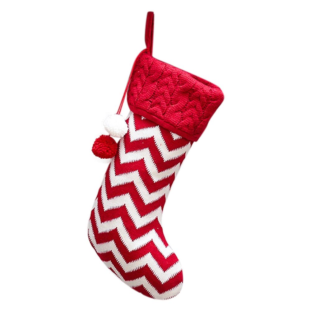 Christmas Stocking,Personalised Classic Stocking Tree Decorations Large Knit Knitted Xmas Stocking for Kids Family, Rustic Farmhouse Fireplace Hanging Ornament Christmas Holiday Party Decoration (A) - Image 4