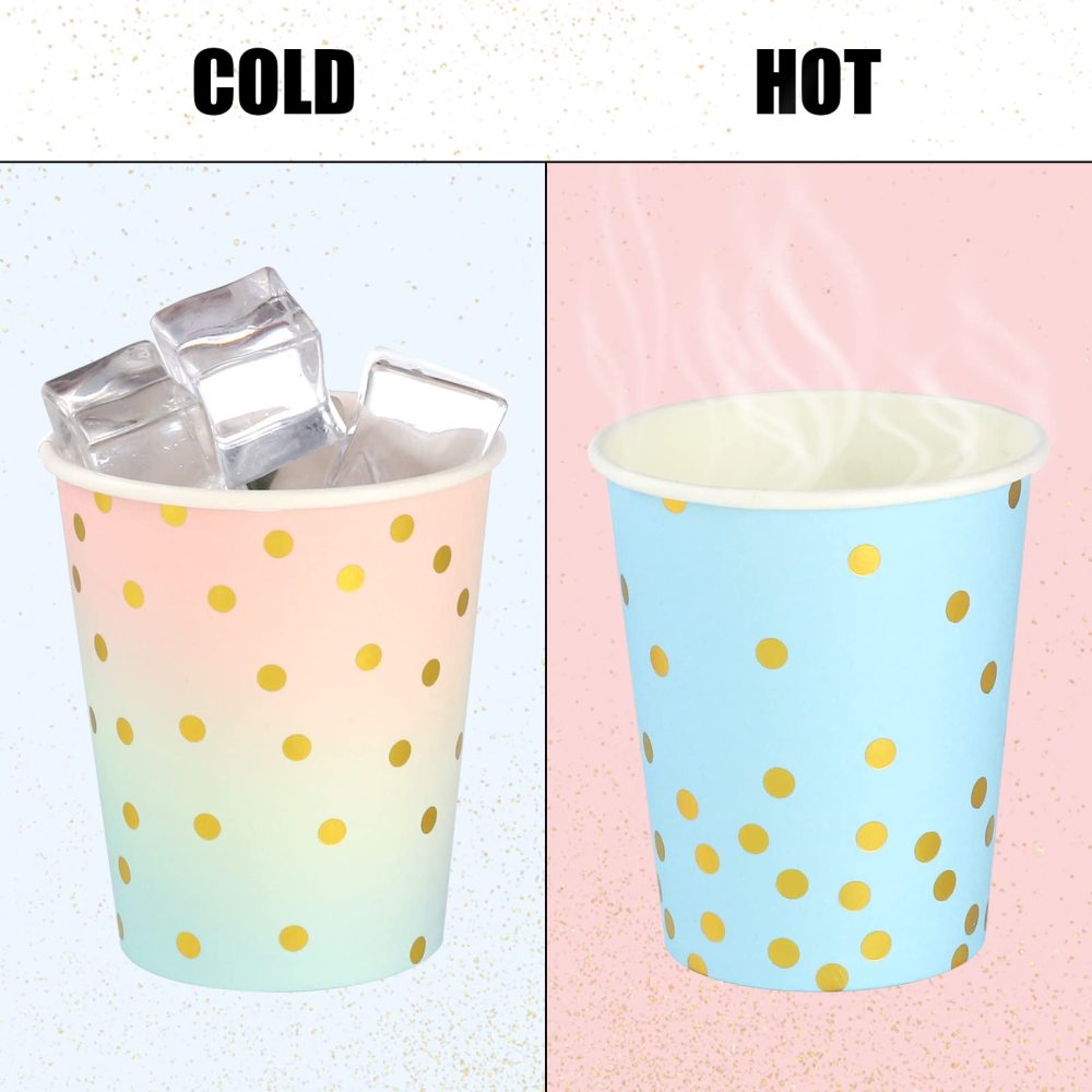 Pinenuts 60 Pieces Paper Cups 9 Ounces Party Cups, Disposable Drinking Cups, Biodegradable for DIY Halloween Christmas Holiday Wedding (Colorful) - Image 4
