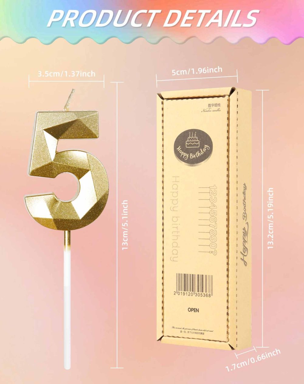 Gold 18th Birthday Candles, 3D Gold Number 18 Candle for Cake, Boys Girls 18th Birthday Decorations, Gold Cake Decorations, Gold Candles Cake Topper for Birthday Party Weddings Anniversary Supplies - Image 6