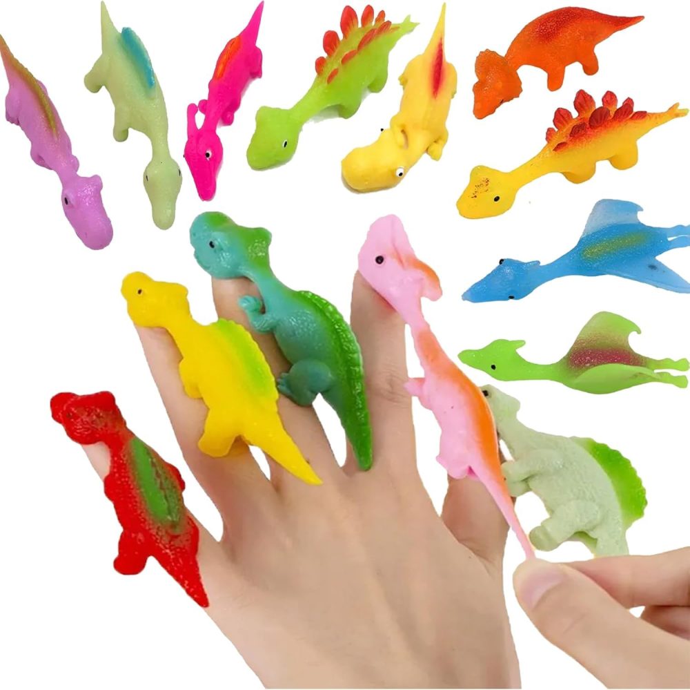Slingshot Dinosaur Finger Toys Sticky, Dinosaur Finger Slingshot for Kids, Interesting Sling Shot Dinosaur Finger Toys, Squishy Stretchy Dinosaur Toys (10 PCS)