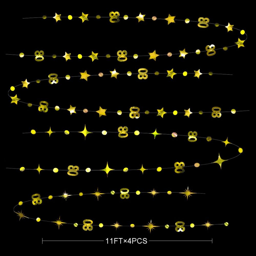 Gold 80th Birthday Party Decorations Number 80 Circle Dot Twinkle Star Garland Metallic Hanging Streamer Bunting Banner Backdrop 80 Year Old Women and Mens Birthday Eighty Anniversary Party Supplies - Image 6