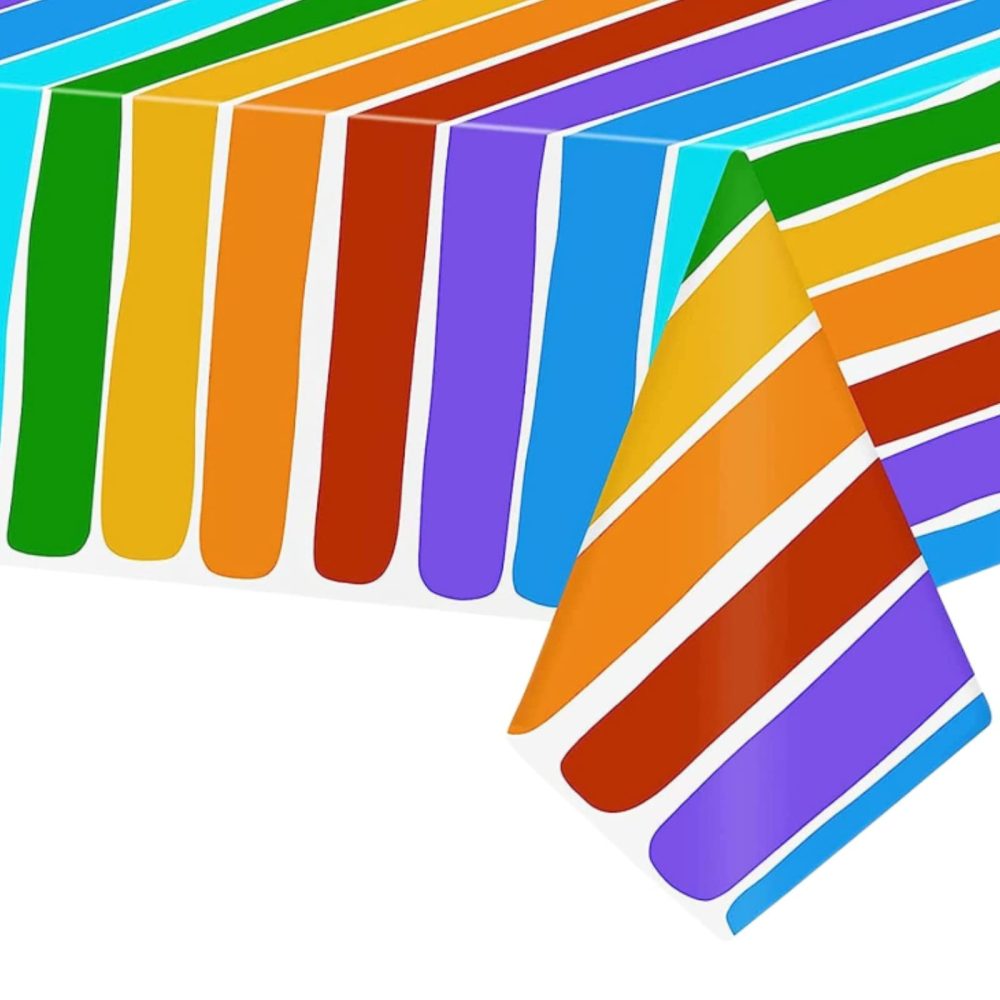 YAAVAAW Rainbow Table Cloth Party for Kids,137 * 274cm LGBT Gay Pride Party Table Cloth Rainbow Tablecloths Disposable Plastic Tablecover for Pride,Summer Beach Kids Birthday Cocktail Party Decor
