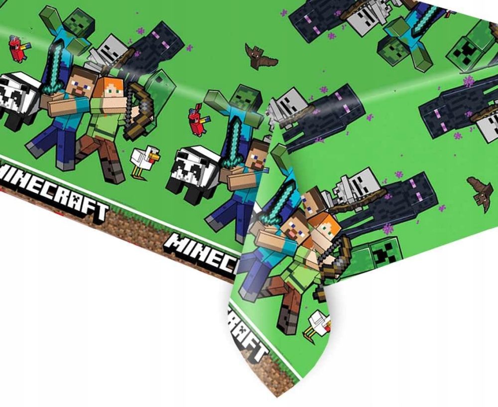 Minecraft Tablecloth as Decoration for Children's Birthday Parties and Themed Parties Size: 120 x 180 cm, Wipe-Clean, Reusable, Children's Birthday Party Superhero - Image 3