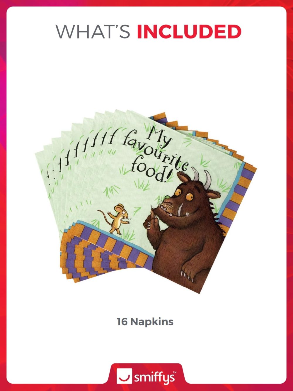 Smiffys The Gruffalo Tableware Party Napkins x16, Disposable Napkins with Classic Gruffalo Design, Official Gruffalo License Partyware, Perfect for Themed Parties, Birthday Parties, or Events - Image 7