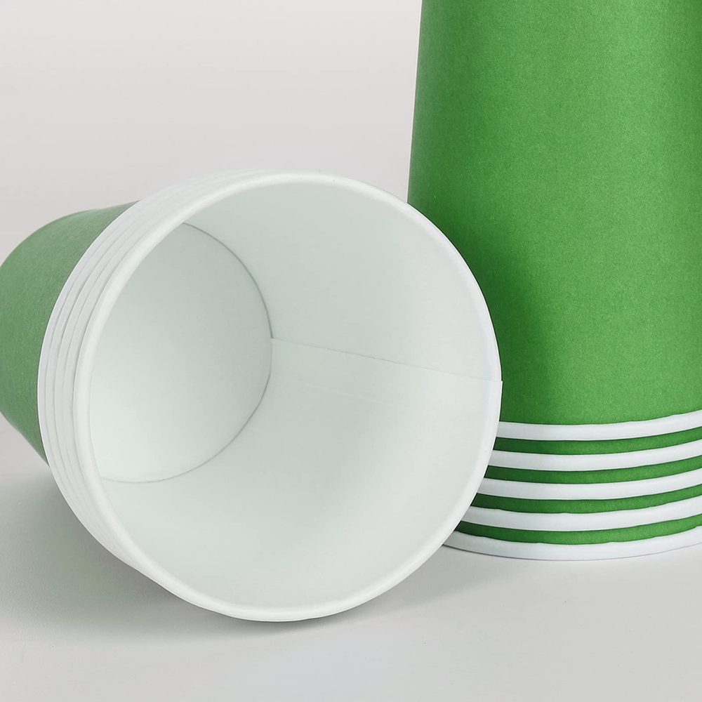 YANGTE 60 Pieces Green Paper Cups Disposable Party Cups Biodegradable and Compostable Drinking Cups for Party, Birthday Supplies, DIY - 9 Ounce - 250ml - Image 5