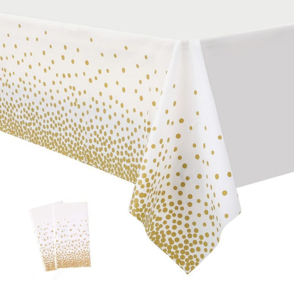 Hononwii Disposable Plastic Tablecloths, 2 Pack Party Rectangle Table Cloths, Table Covers for Picnic Weddings Birthday Parties 137 * 274cm