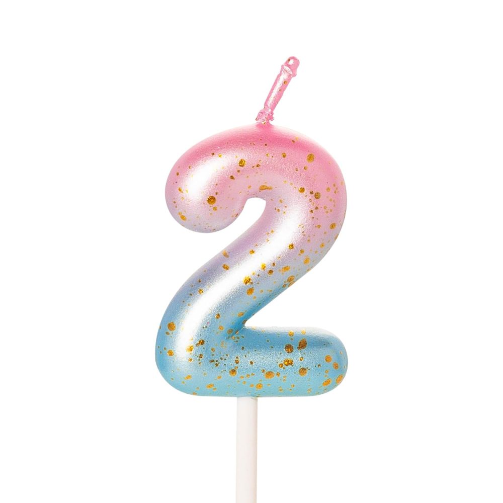 Pink Blue 2nd Birthday Candle Mermaid Theme Number 2 Candle for Birthday Cake, 2 Birthday Candle 2nd Candle for Cake, 2nd Birthday Cake Candle Cake Toppers for 2 Year Old Girls Pink